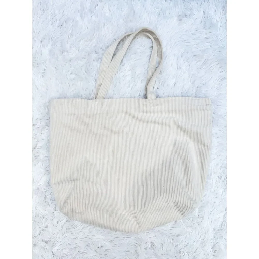 Sézane Les Composantes Octobre Ivory Corduroy Tote Bag Cream